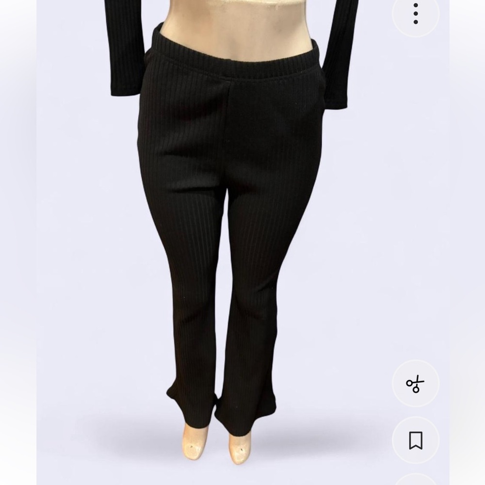 Black Ribbed Knit Two-Piece Set - Picture 3 of 3